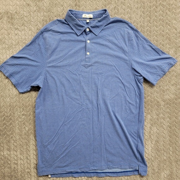 Peter Millar‎ Natural Touch Polo Shirt Men's Size Large Blue Cotton Silk Blend - Picture 1 of 8